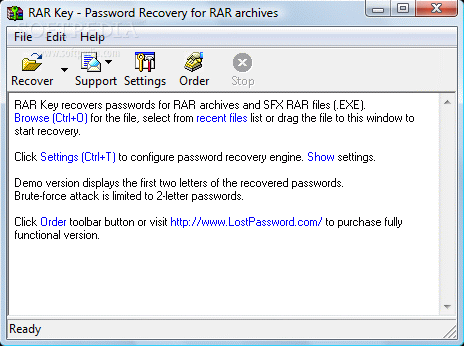 WINRAR Password Recovery V1.1 RC3 64 Bit