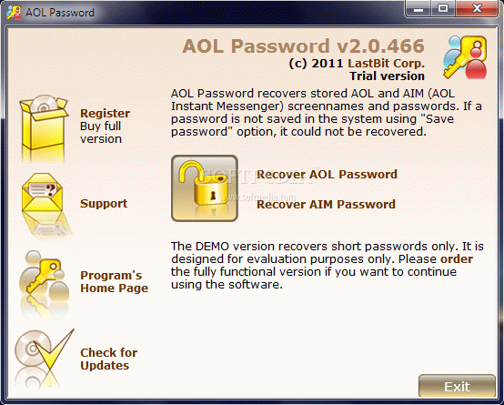 AOL Password кряк лекарство crack