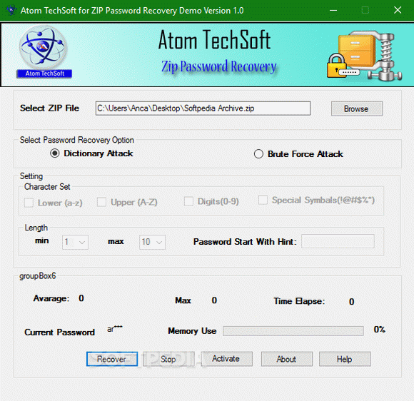Atom TechSoft ZIP Password Recovery кряк лекарство crack