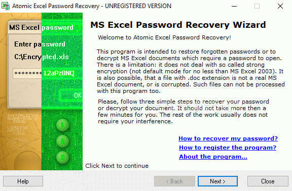 Atomic Excel Password Recovery кряк лекарство crack