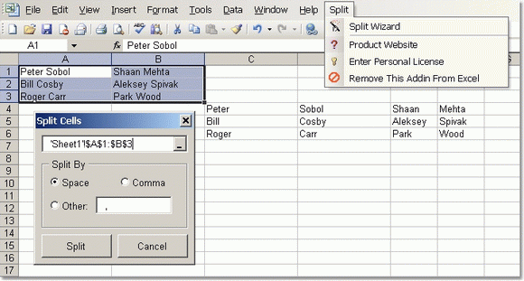 Excel Split Names & Addresses Into Multiple Cells (Columns) Software кряк лекарство crack