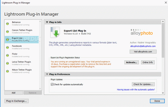 Export List Plug-in for Lightroom кряк лекарство crack