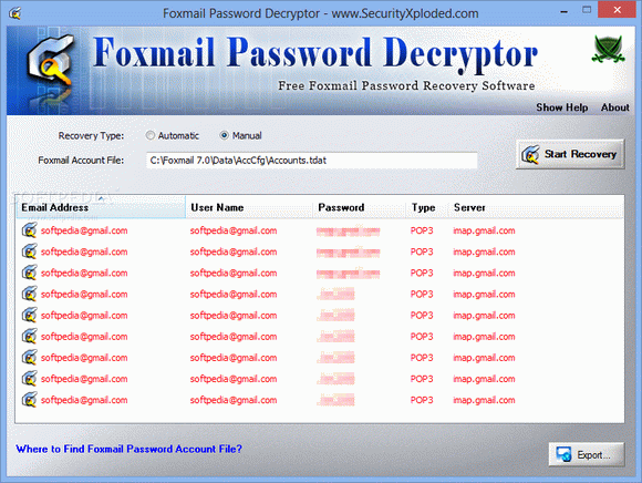 Foxmail Password Decryptor Portable кряк лекарство crack