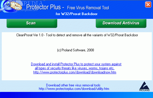 Free Virus Removal Tool for W32/Prorat Trojan кряк лекарство crack