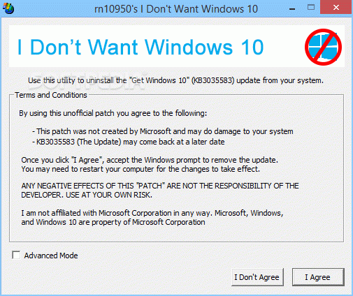I Don't Want Windows 10 кряк лекарство crack