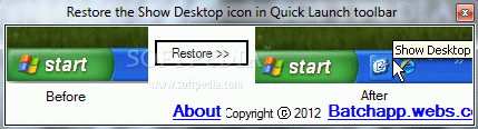 Restore the Show Desktop icon in Quick Launch toolbar кряк лекарство crack