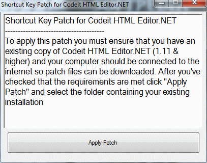 Shortcut Key Patch for Codeit HTML Editor.NET кряк лекарство crack