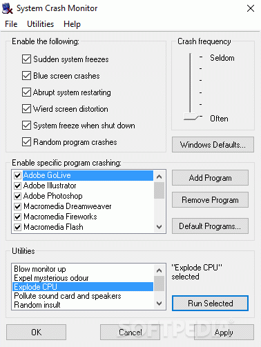 Crack monitor. System crash.