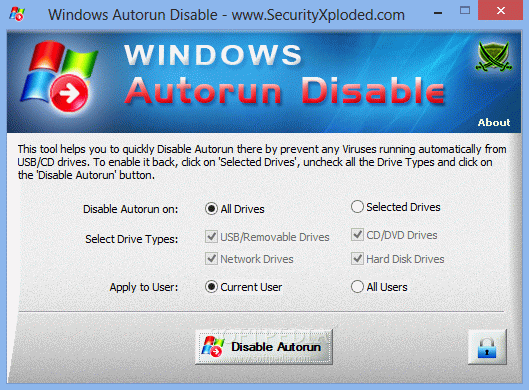 Windows Autorun Disable кряк лекарство crack