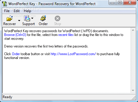 WordPerfect Password Recovery Key кряк лекарство crack