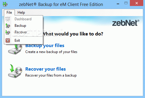 zebNet Backup for eM Client Free Edition кряк лекарство crack